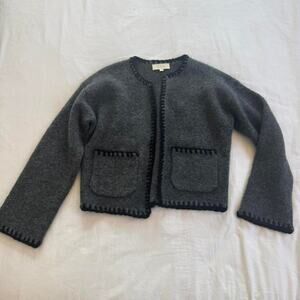 Sezane grey and black wool  cardigan with a boho vibe